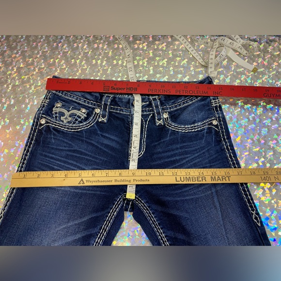 Rock Revival Raizel Mid-Rise Bootcut Bling Jeans Women's 27 *Altered Petite Hem* - Picture 10 of 16